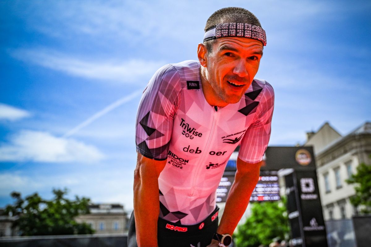 Andrzej Michalski just after finishing a triathlon